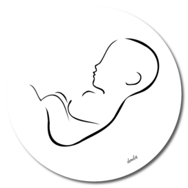 Drawing of fetus inside the womb of mother