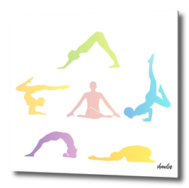 Colorful Yoga poses