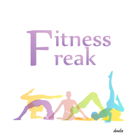 Fitness freak graphic with yoga poses silhouette