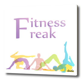 Fitness freak graphic with yoga poses silhouette