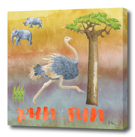 RUN FUN - Ostrich Illustration