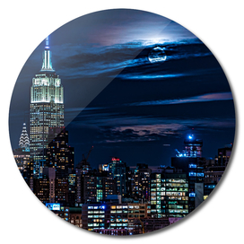 Super Blue Moon Rising Over Manhattan