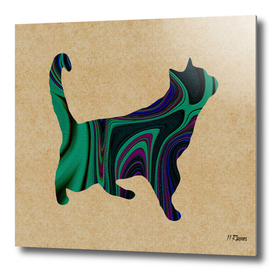 Standing Green Abstract Cat