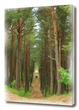 Couple in the beautiful green forest