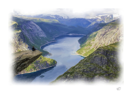Beautiful Norway Mountains Fjord / Troll Tongue / lake