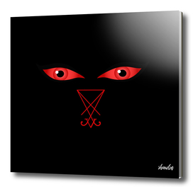 Eyes of the devil with sigil of Lucifer
