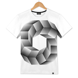 Hexagon and cubes with optical illusion effect