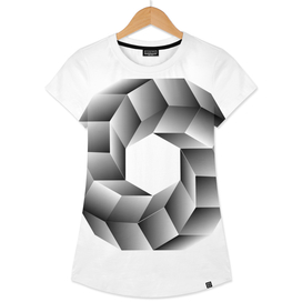 Hexagon and cubes with optical illusion effect