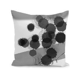 Black White Digital Art Dots and Splash