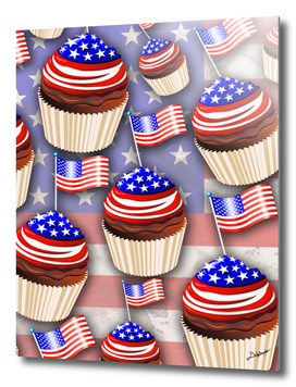 USA Flag Cupcakes Pattern