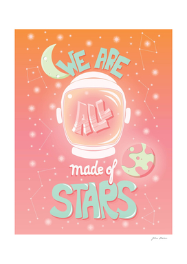 We are all made of stars, typography poster design, pink