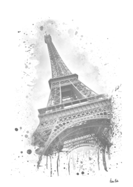Watercolor Eiffel Tower | grey