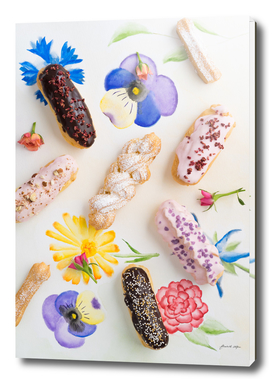 Eclairs with toppings