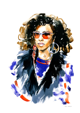 Fashion illustration: a woman in red glasses
