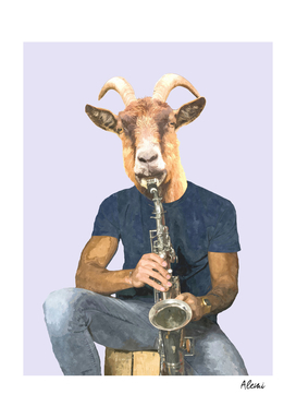 Goat Musician Illustration
