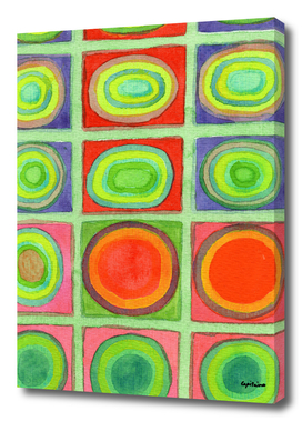 Green Grid filled with Circles and intense Colors