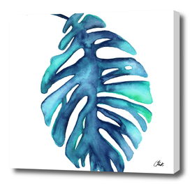 Watercolor Blue Palm Leaf