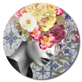 collage art-girl with flowers