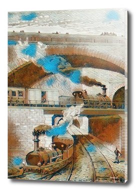 Steam Trains Brown & Blue