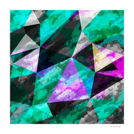 geometric triangle polygon pattern abstract in green pink