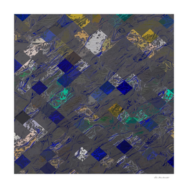 geometric pixel pattern abstract in black blue green yellow