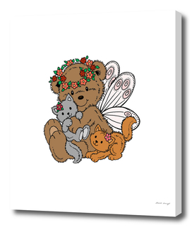 Bear Angel with Kittens a