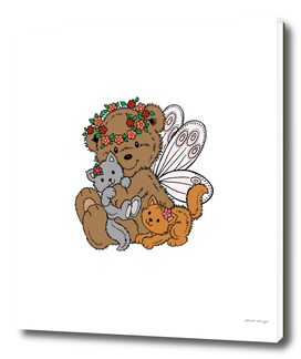 Bear Angel with Kittens a