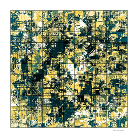 geometric square pattern painting abstract in yellow green