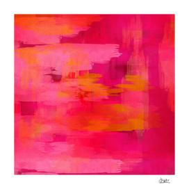 "Abstract brushstrokes in pastel pinks and oranges"