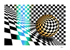 3d Sphere On Checkerboard