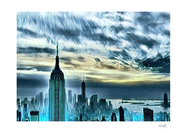New York skyline painting