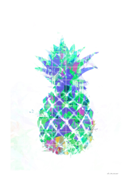 pineapple in green blue yellow with geometric triangle