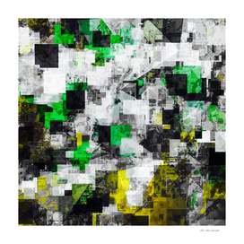 geometric square pixel pattern abstract in green yellow