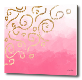 Gold and pink brushstrokes