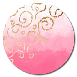 Gold and pink brushstrokes