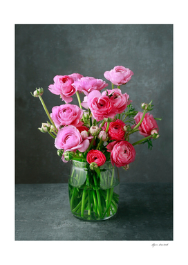 Bouquet of pink ranunculs flowers