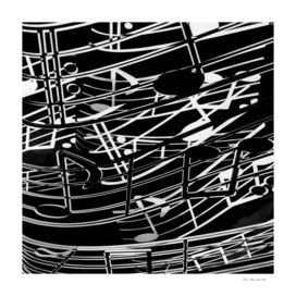 music note sign abstract background in black and white