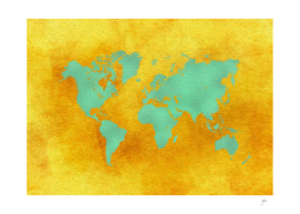 world map gold green