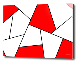 Abstract geometric pattern - red, black and white.