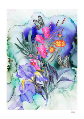 alcohol ink floral painting