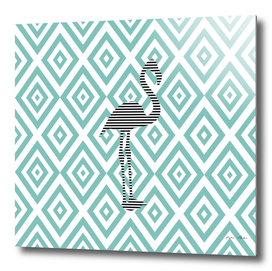 Flamingo - abstract geometric pattern - blue and white.