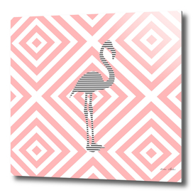 Flamingo - abstract geometric pattern - pink and white.