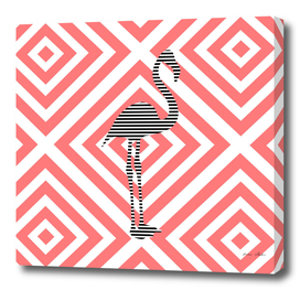 Flamingo - abstract geometric pattern - pink and white.