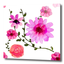 Vintage watercolor floral pink