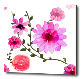 Vintage watercolor floral pink