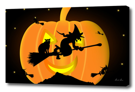 Witch on a broomstick,