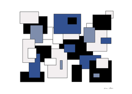 Abstract geometric pattern - blue, black and white.