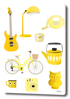 yellow retro object collection