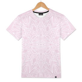 White Mandala on Pastel Pink Linen Textured Background