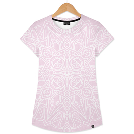 White Mandala on Pastel Pink Linen Textured Background